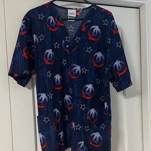 Marvel Navy Blue Short Sleeve Avengers Graphic Scrubbed top